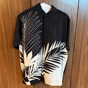 Cubavera Black and Cream Palm Leaf Men's Shirt